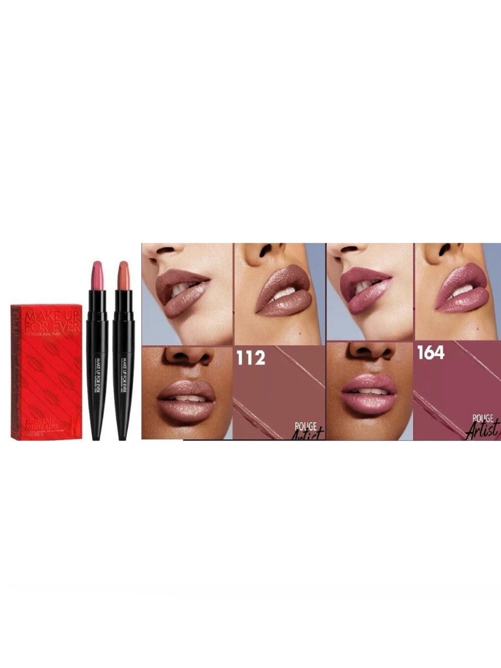 MAKE UP FOR EVER 2-Pc. Supreme Nude Lips Rouge Artist Lipstick Set, NIB